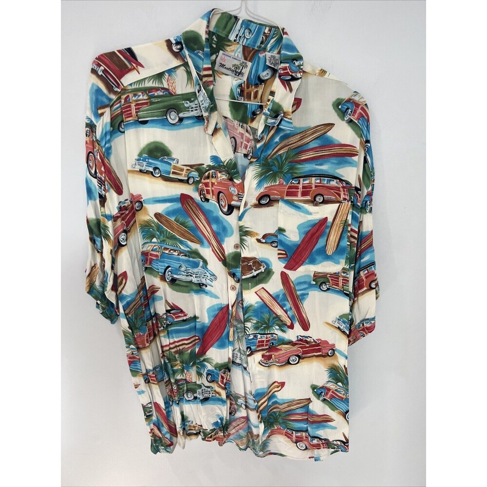 Vintage Monticerutti Men’s XXL Original Hawaiian Shirt Woody Beach Palm Tree
